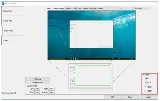 HUIOON Battery-free Pen Tablet - Working Area Setting 3