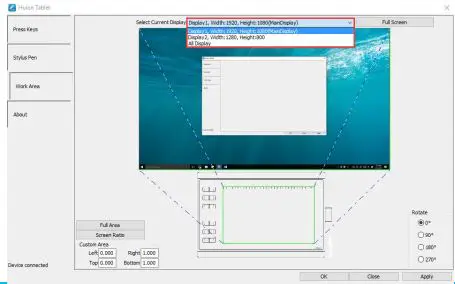 HUIOON Battery-free Pen Tablet - Working Area Setting
