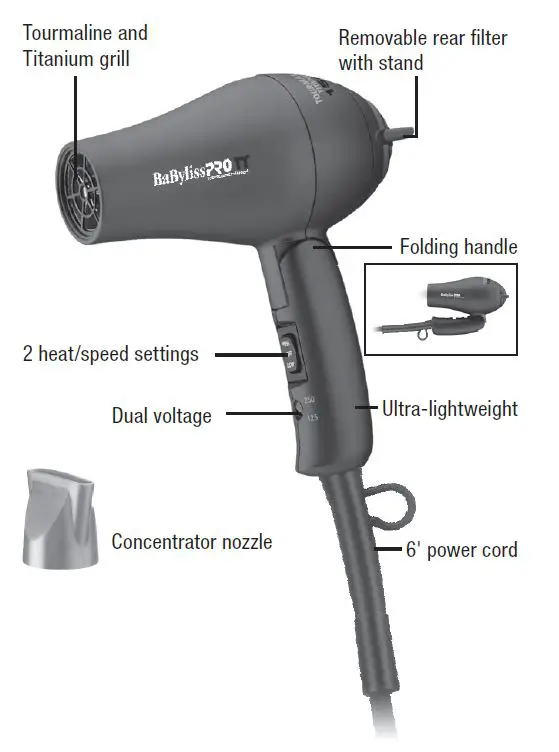 BaByliss PRO BABTT053T Tourmaline Titanium 1500 Dryer imaGE 1