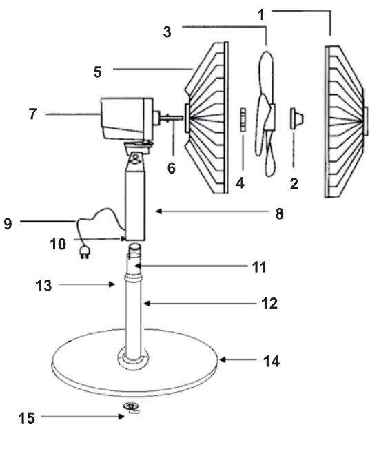 LiFE Mistral Stand Fan with Remote Control 50W - parts