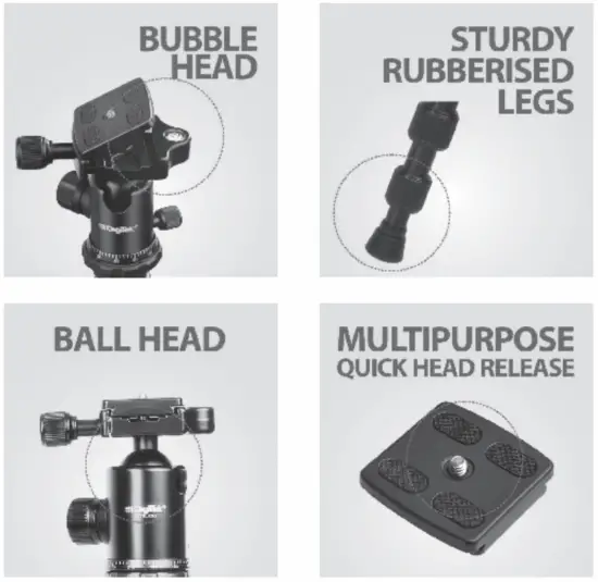 DigiTek DTR 520BH Professional Aluminum Tripod Cum Monopod - fig