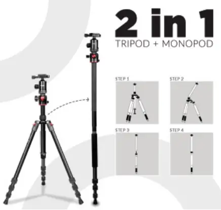 DigiTek DTR 520BH Professional Aluminum Tripod Cum Monopod - fig2