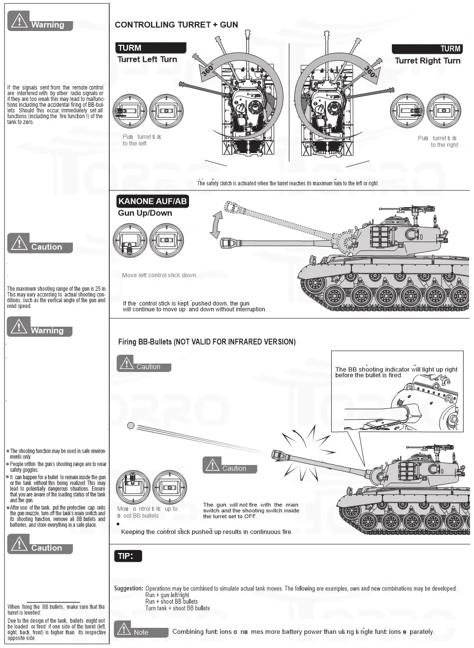 TORRO 1114113065 Radio Controlled Battle Tank Scale - CONTROLLING TURRET + GUN