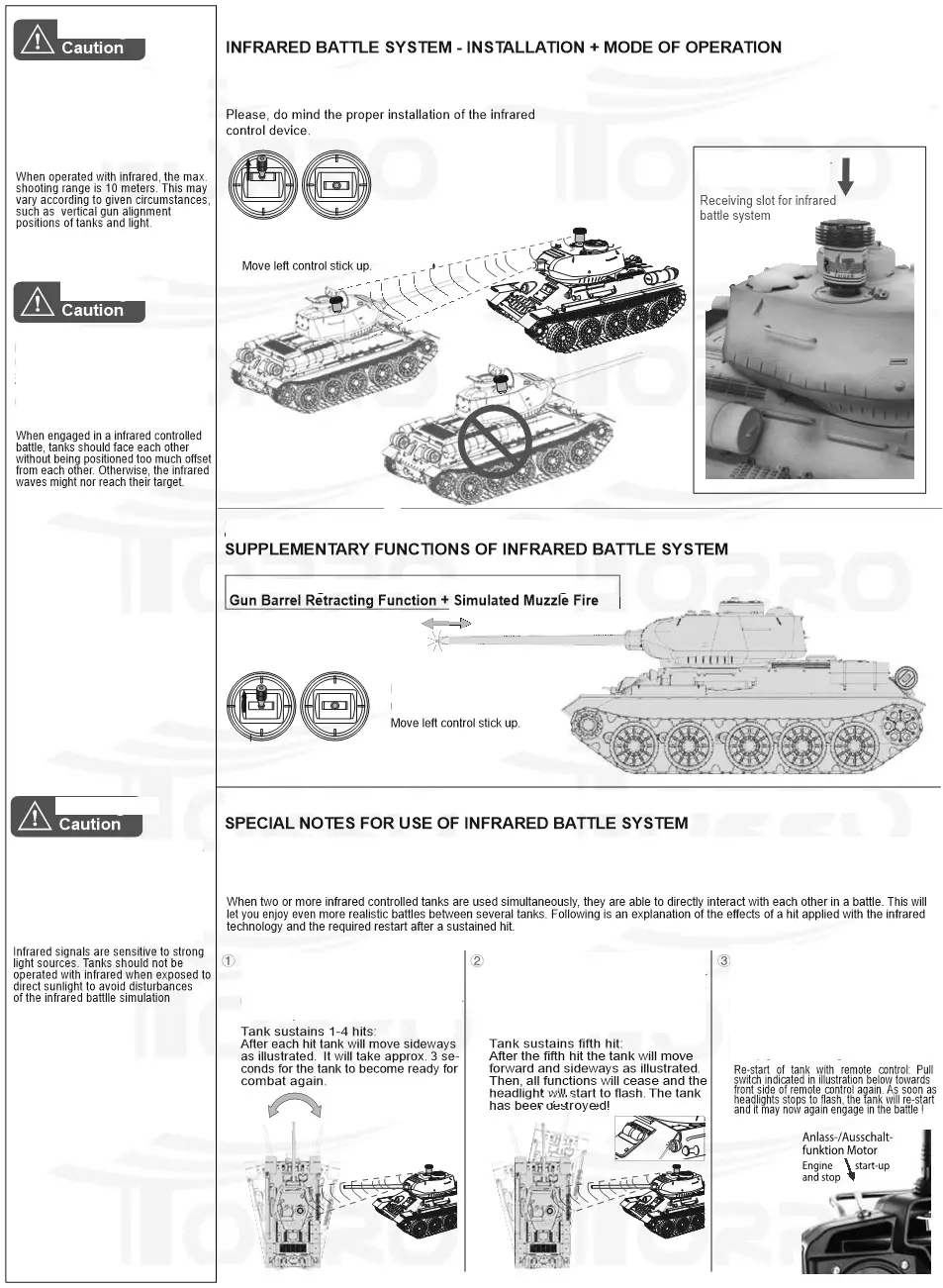 TORRO 1114113065 Radio Controlled Battle Tank Scale - INFRARED BATTLE SYSTEM - INSTALLATION + MODE OF OPERATION