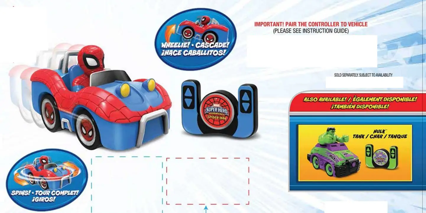 MARVEL 2140423 Super Hero Adventures Spider Man Buggy Instruction Manual - Important pair the controller to vehicle