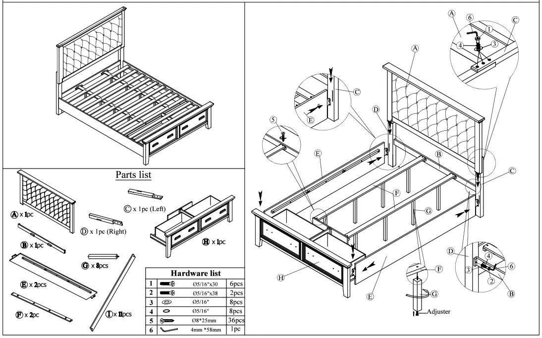 thdstatic Eastern King Platform Storage Bedroom Set Nightstand - fig