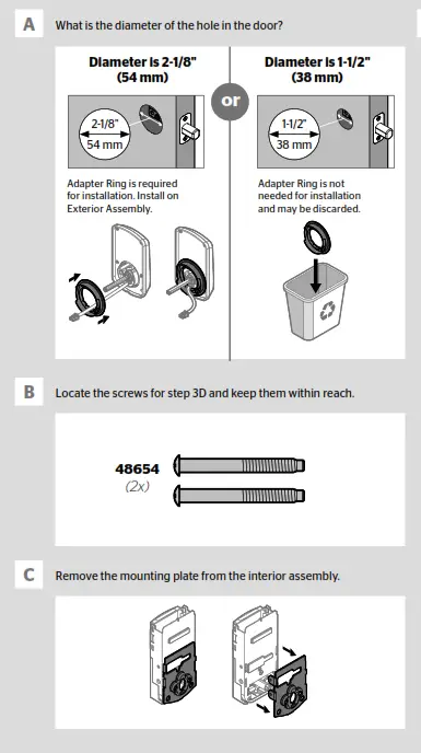 Install the exterior keypad A
