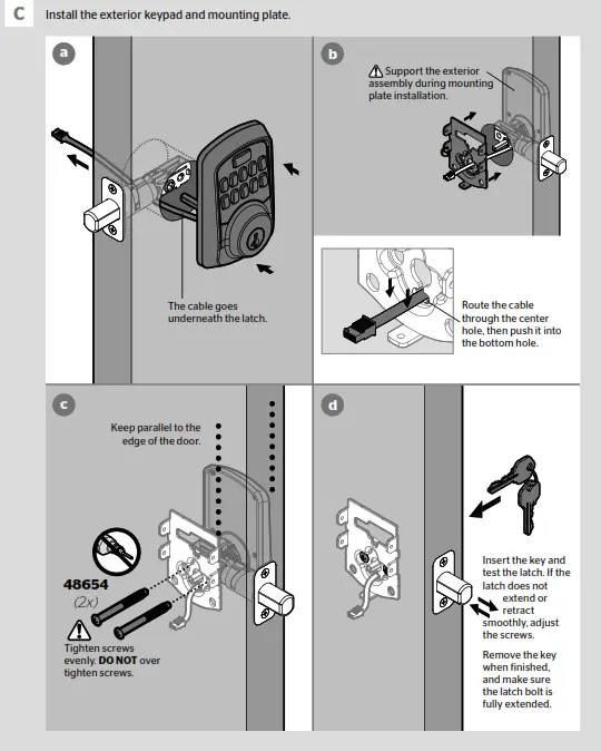 Install the exterior keypad C