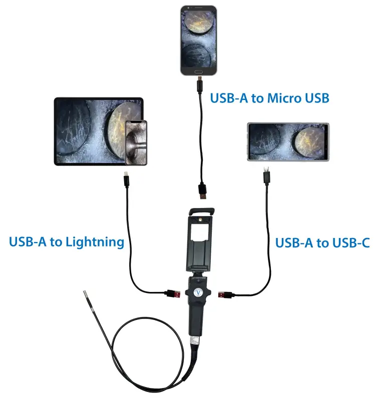 Vividia VA 455 Two Way Articulating Smartphone Borescope - Fig