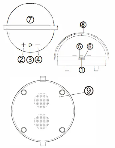 NiZONi Touch Control LED Dome Lamp with Wireless Phone Charger and HD Audio Speaker fig (3)