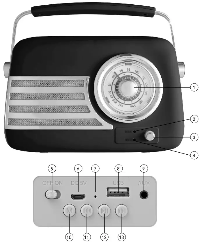 AKAI A60048 Vintage Bluetooth FM Radio - fig