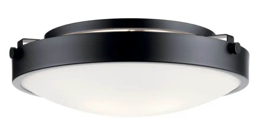 KICHLER 42275BK Lytham 3 Light 17.25 Inch Black Incandescent Flush Mount Light