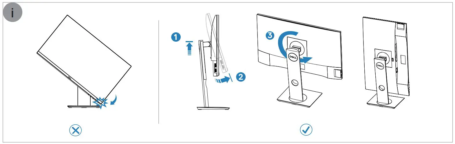 Dell P2421D Monitor User Guide - Adjust Monitor in stand