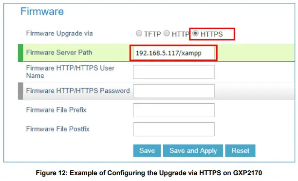 GRANDSTREAM Firmware Upgrade Server Software - Example of Configuring the Upgrade via HTTPS on GXP2170