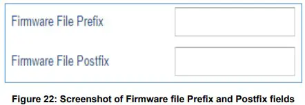 GRANDSTREAM Firmware Upgrade Server Software - Screenshot of Firmware file Prefix and Postfix fields