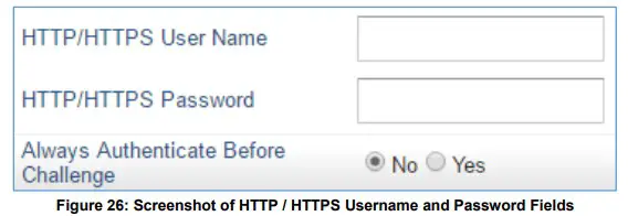 GRANDSTREAM Firmware Upgrade Server Software - Screenshot of HTTP HTTPS Username and Password Fields