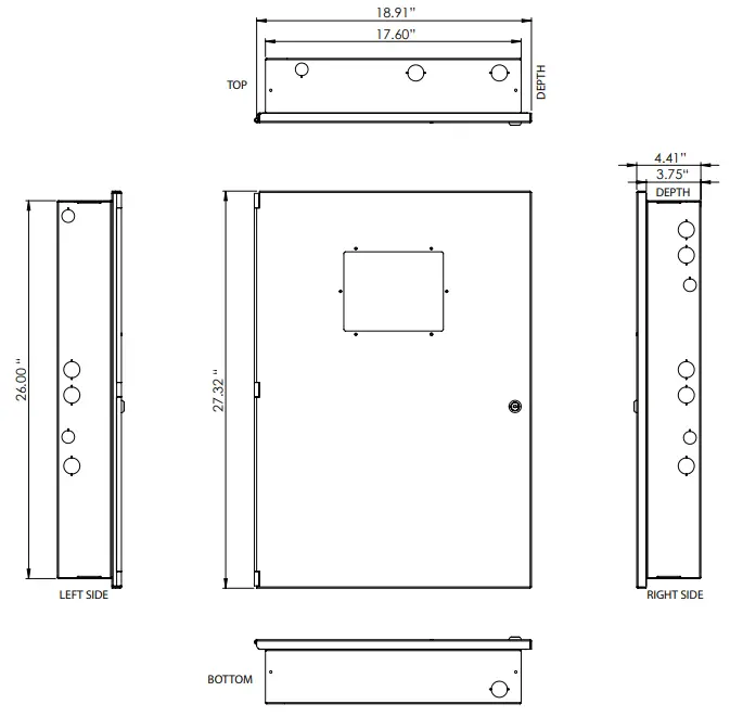 POTTER IPA 4000 Fire Alarm Control Panel - Dimensions