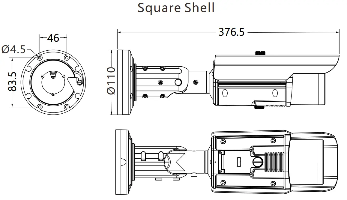 SUNELL SN-IPR8050AKAN-Z Bullet Network Camera - Dimensions 1