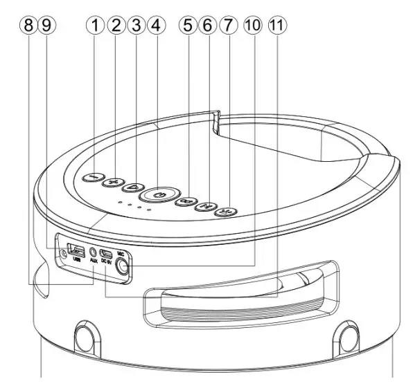 TELLUR Rapture Bluetooth Speaker TLL161221 User Manual - Product diagram