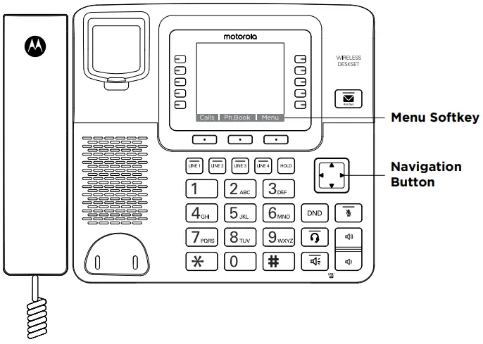 motorola 4-Line Wireless Desk Phone ML1100- Easy to Navigate Menus