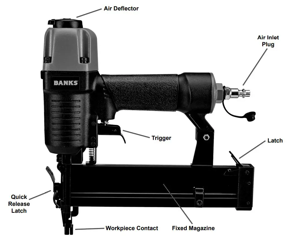 BANKS 64156 1 4-Inch 18 Gauge Crown Stapler Owner’s Manual - components and controls