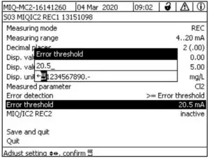 xylem IQ SensorNet MIQ IC2 Module - Error threshold