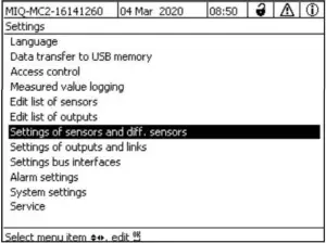 xylem IQ SensorNet MIQ IC2 Module - Setting of sensors
