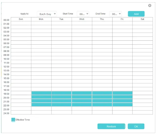 Parental Control Daseboard