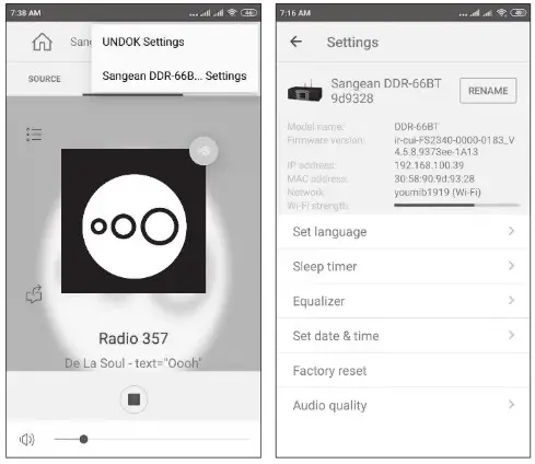 SANGEAN DDR-66BT Internet Desk Radio - UNDOK app