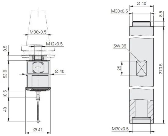 HEIDENHAIN TS 760 Touch Probe - Dimensions