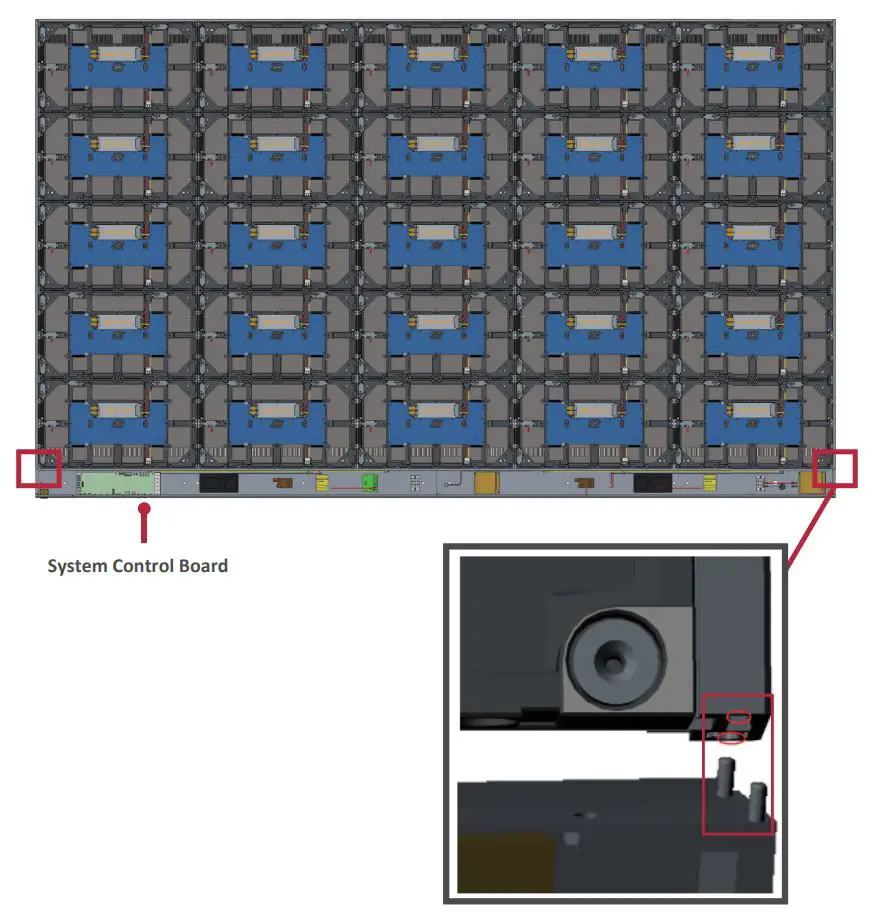 ViewSonic LD135-151 All-in-one Direct View LED Display User Guide - Align the holes of the Cabinet with the System Control Box to attach