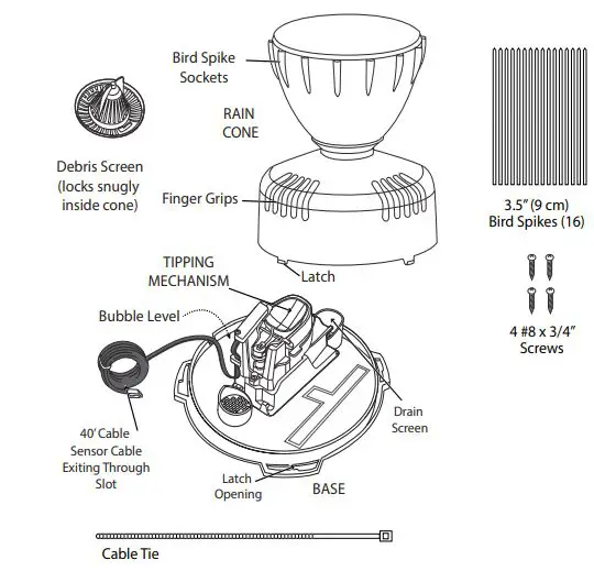 Davis Rain Collector Flat Surface Mount - Components