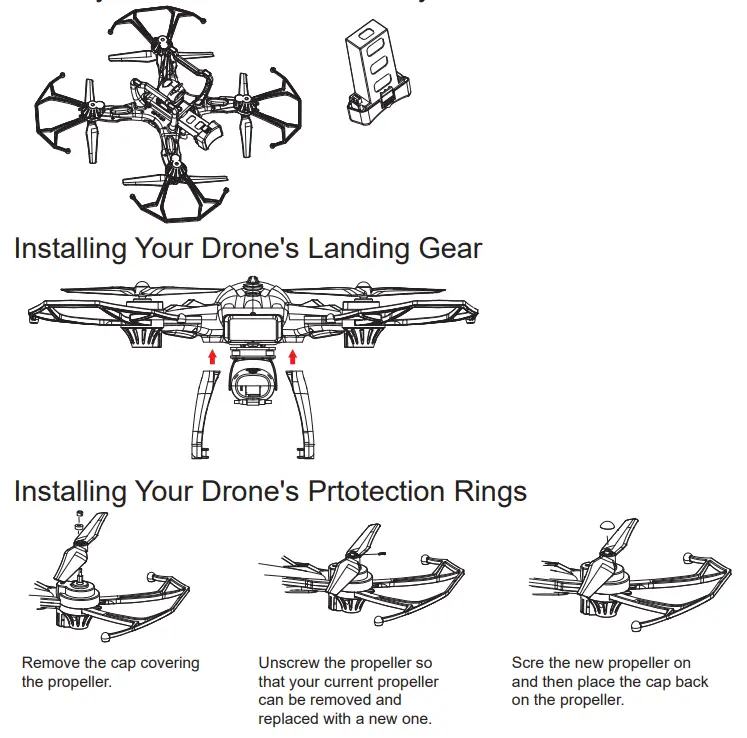 VIVITAR VTI 360 Skyview 2 GPS Video Drone User Manual - Battery Installation