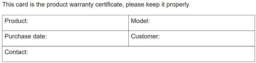 DIGITNOW DT16 Bluetooth Earphone User Manual - Warranty Card
