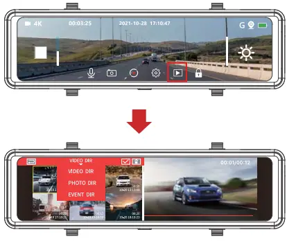 GKU M11 4K 11 Inch Mirror Dash Cam - PLAY2