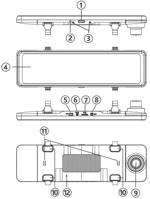 GKU M11 4K 11 Inch Mirror Dash Cam - PRODAC