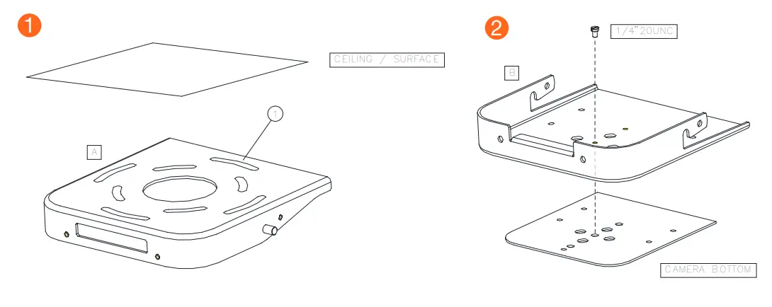 ATLONA AT-HDVS-CAM-CMNT PTZ Ceiling Mount Kit - 1