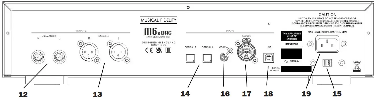 MUSICAL FIDELITY M6x DAC Flagship Converter - Facilities and Connections 2