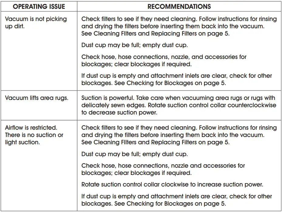 ULINE H-8831 Shark Navigator Lift-Away Vacuum User Guide - Troubleshooting