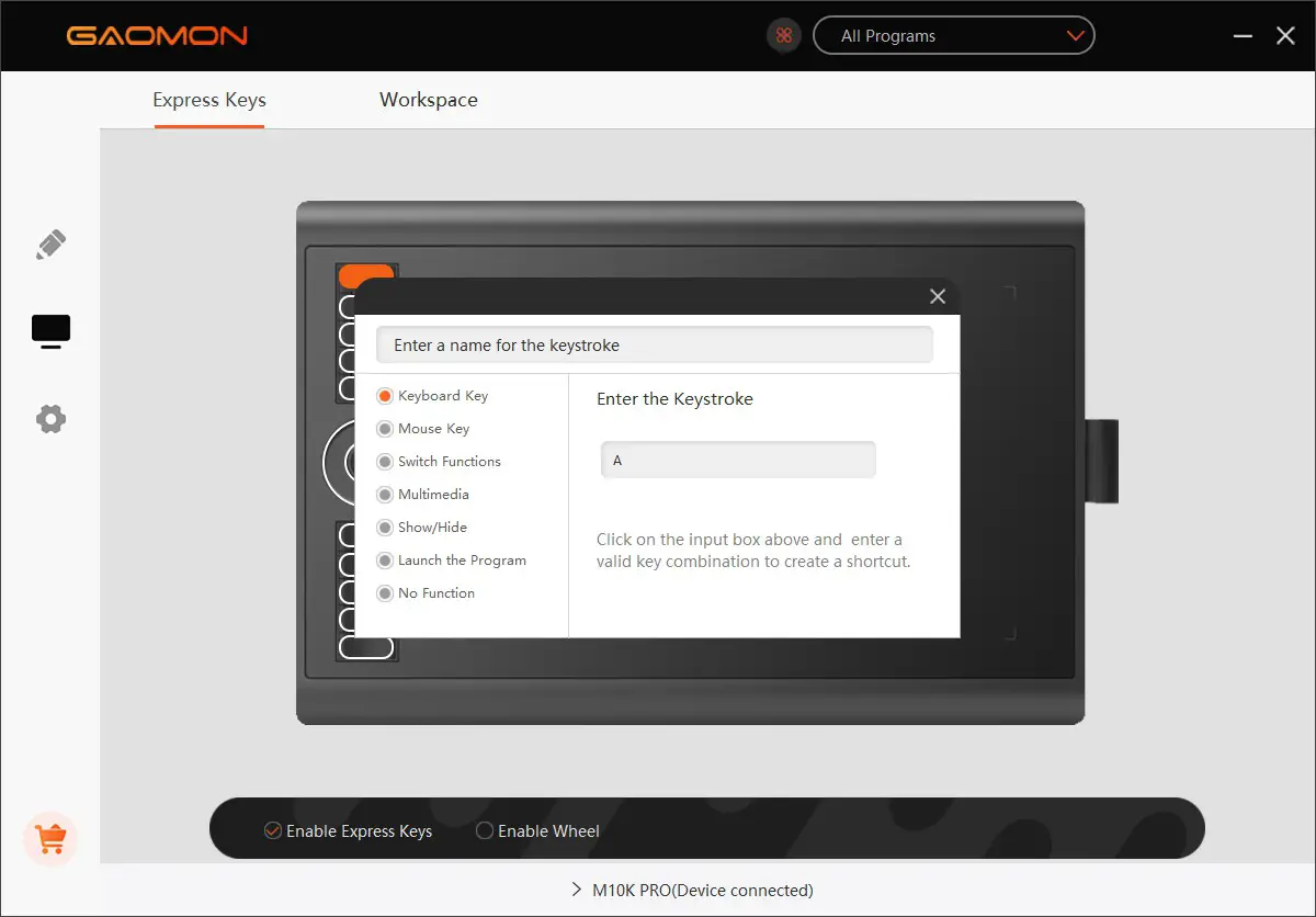 GAOMON M10K PRO 10 x 6 25 Inches Art Digital Graphic Tablet - Function Setting 6