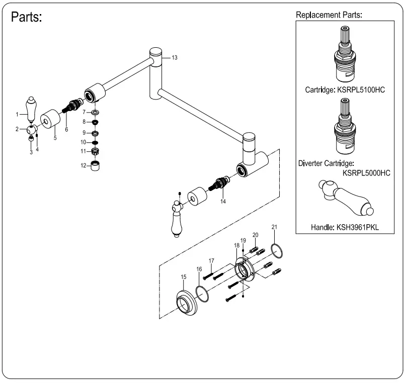 KINGSTON KS4102PKL Pot Filler in Polished Brass fig 1
