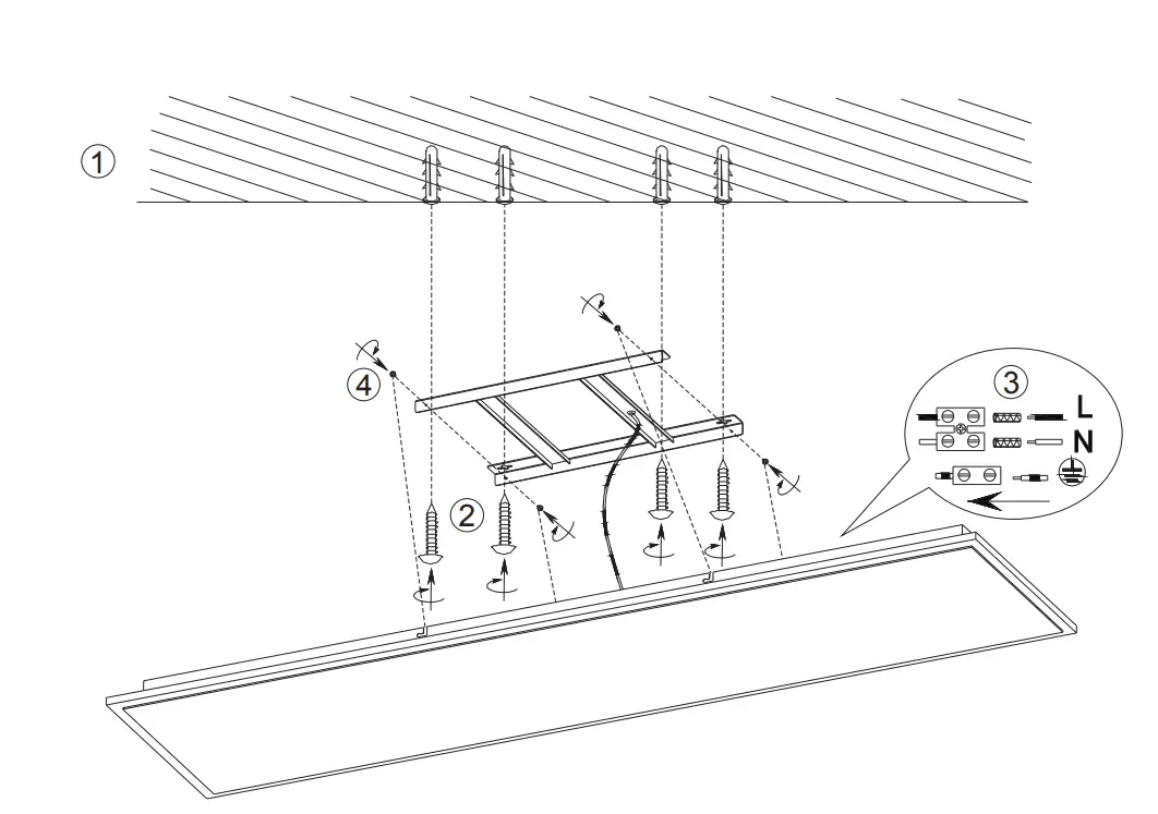 674011232 LED ceiling lamp Trio Phoenix 120x30cm matt black 1
