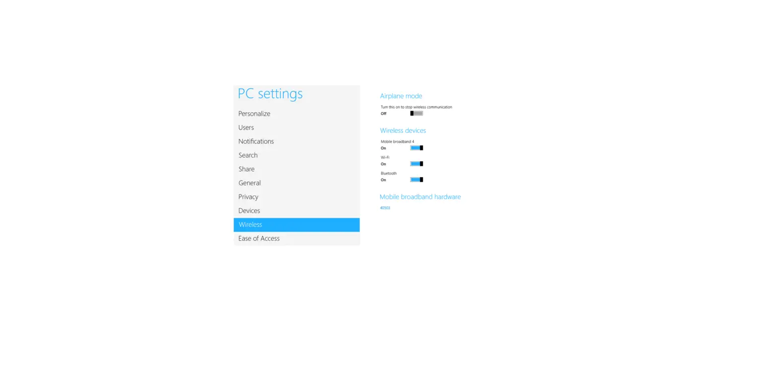 Turn Bluetooth On / Off Windows 8
