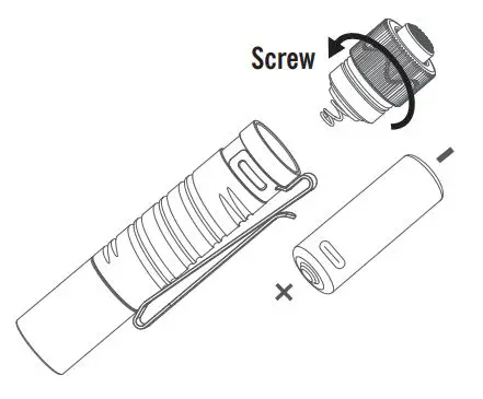 OLIGHT I5R EOS Lumens Rechargeable Flashlight - BATTERY INSTALLATION