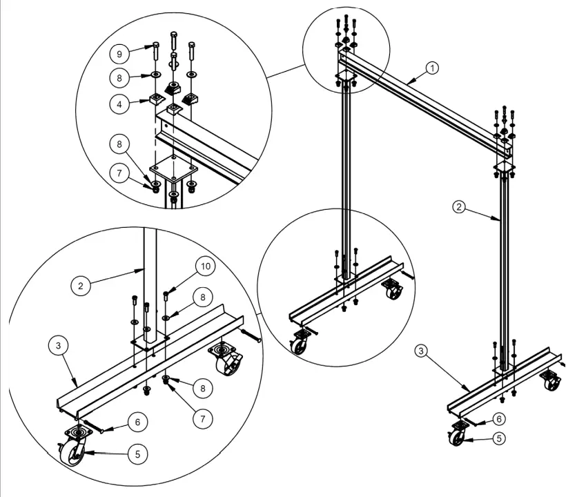 Vestil FPG-3 Work Area Portable Steel Gantry Cranes - Fig 2