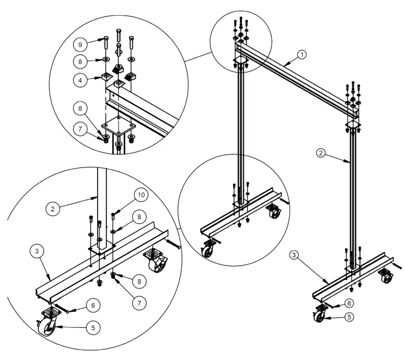 Vestil FPG-3 Work Area Portable Steel Gantry Cranes - Fig 3