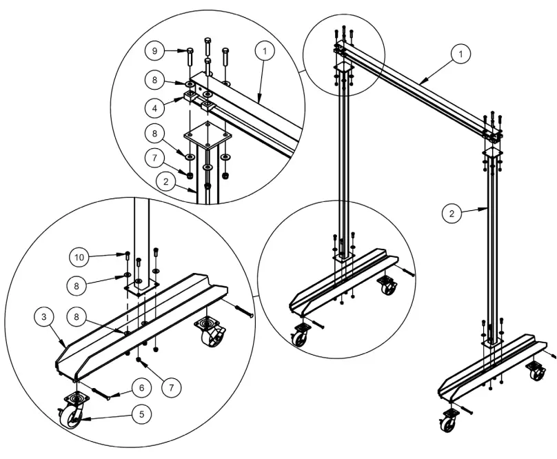 Vestil FPG-3 Work Area Portable Steel Gantry Cranes - Fig 4