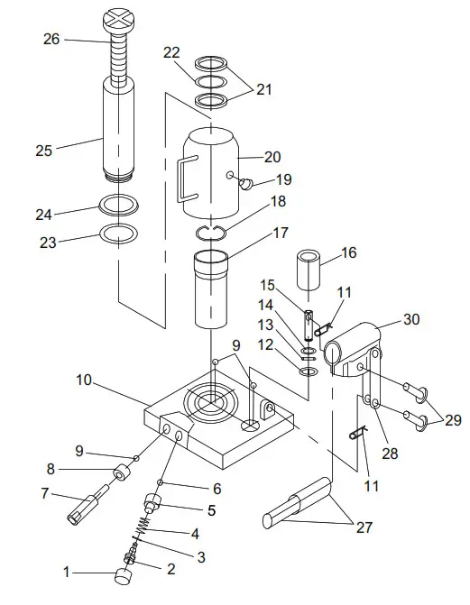 PITTSBURGH 20 Ton Heavy Duty Bottle Jack 56736- Diagram