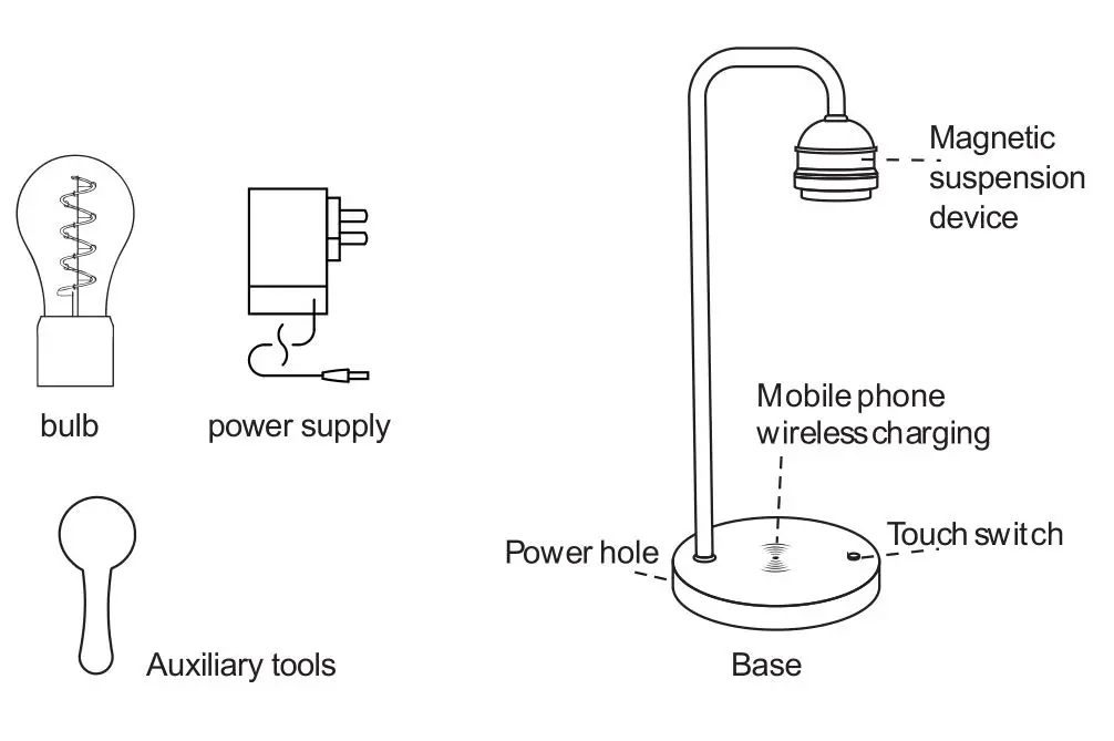 LUCKY GROUP 18818 Wireless Charging Magic Lamp - The product contains accessories