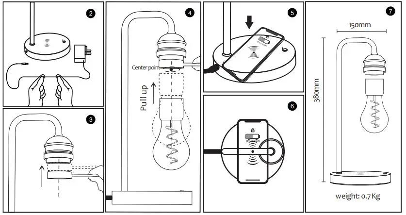 LUCKY GROUP 18818 Wireless Charging Magic Lamp - Use step diagram